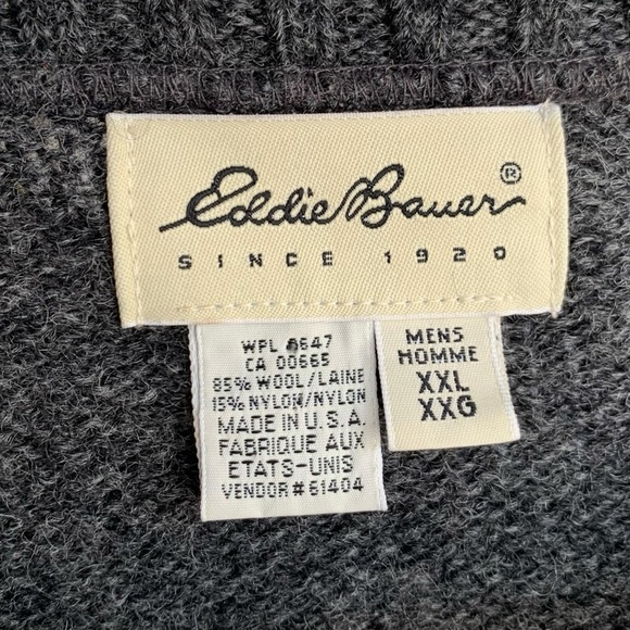 Vintage Eddie Bauer Wool Sweater XXL 90s Fair Isle V Neck Grandpa Pullover - Picture 11 of 12